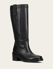 Women's Black Kate Pull On Wide Calf Tall Boots