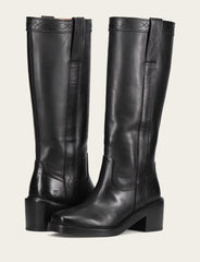 Women's Black Kate Pull On Wide Calf Tall Boots
