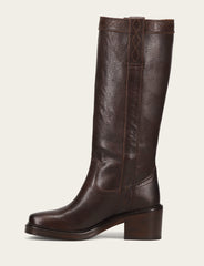 Women's Dark Brown Kate Pull On Wide Calf Tall Boots