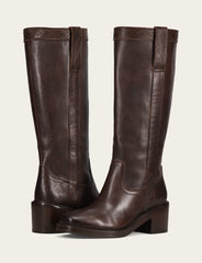 Women's Dark Brown Kate Pull On Wide Calf Tall Boots