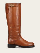 Women's Cognac Campus Low Heel Tall Riding Wide Calf Boot