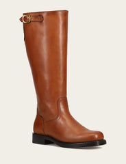 Women's Cognac Campus Low Heel Tall Riding Wide Calf Boot