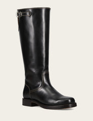 Women's Black Campus Low Heel Tall Riding Wide Calf Boot