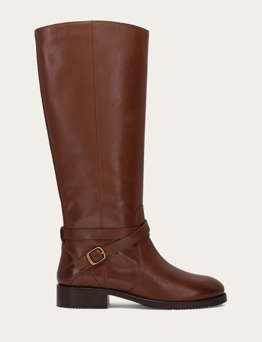 Women's Walnut Melissa Belted Riding Wide Calf Boot