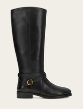 Women's Black Melissa Belted Riding Wide Calf Boot