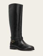 Women's Black Melissa Belted Riding Wide Calf Boot