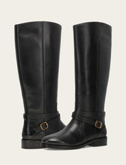 Women's Black Melissa Belted Riding Wide Calf Boot