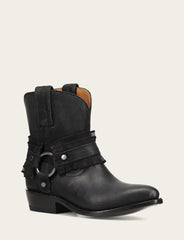 Women's Black Billy Harness Ruffle Boots