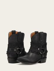 Women's Black Billy Harness Ruffle Boots
