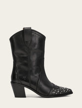 Women's Black Sara Wingtip Stud Boot