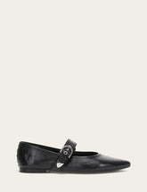 Women's Black Heather Buckle Mary Jane Flats