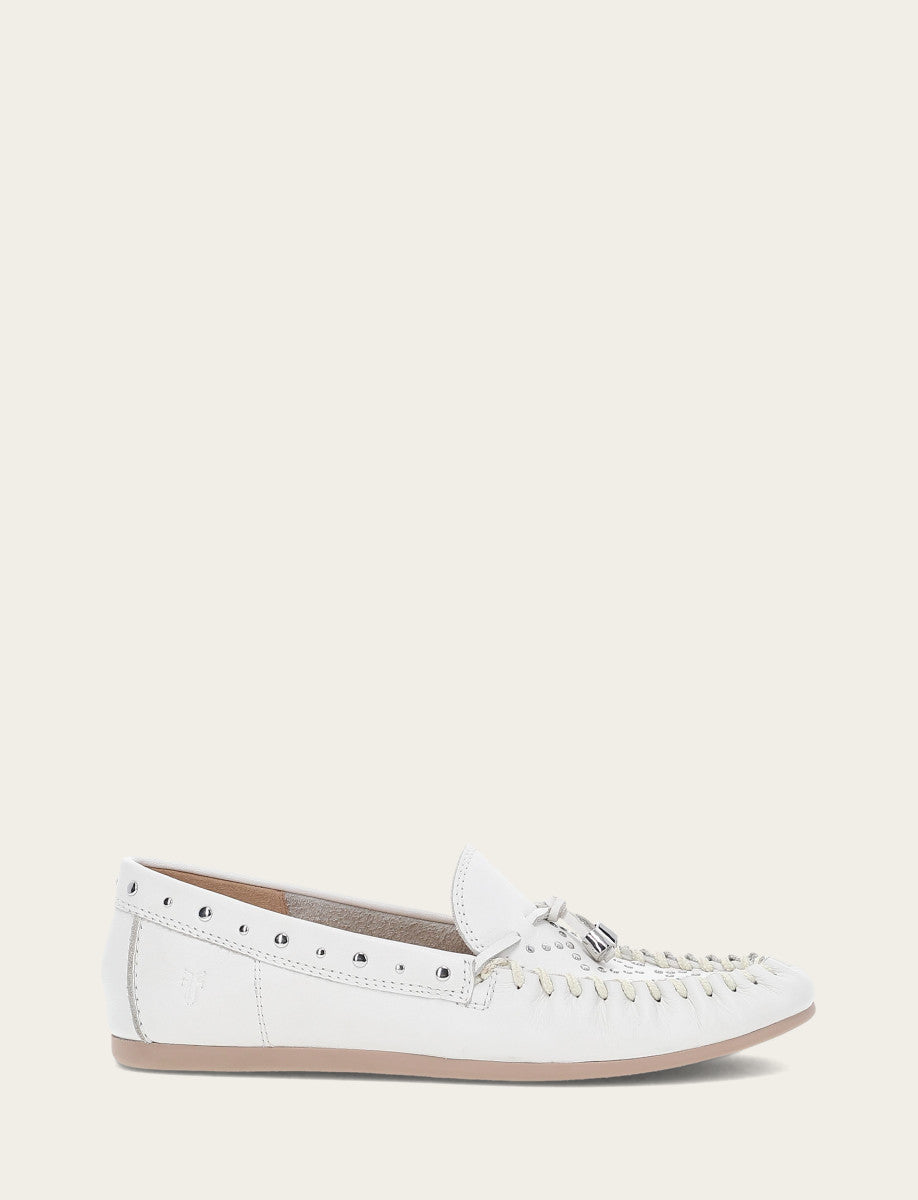 Women's White Naya Stud Moc Loafers