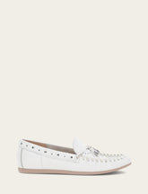 Women's White Naya Stud Moc Loafers