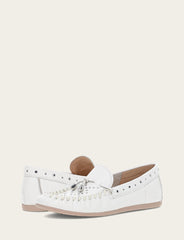 Women's White Naya Stud Moc Loafers