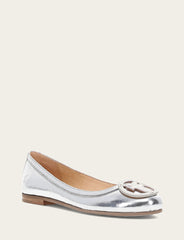 Women's Silver Carson Logo Ballet Flats