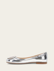 Women's Silver Carson Logo Ballet Flats