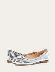 Women's Silver Carson Logo Ballet Flats