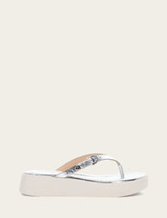 Women's Silver Maya Buckle Thong Sandals