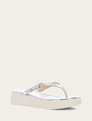 Women's Silver Maya Buckle Thong Sandals