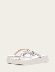 Women's Silver Maya Buckle Thong Sandals