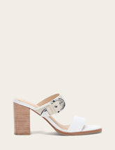 Women's White Ivory Stella Buckle Slide Sandals