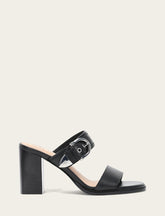 Women's Black Stella Buckle Slide Sandals
