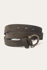 Light Olive 25mm Suede Horseshoe Buckle Belt