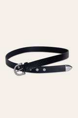 Women’s Black Snake 25mm Horseshoe Buckle Belt With Python