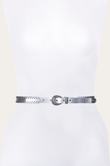 20mm Silver Leather Belt With 3-Piece Buckle Set