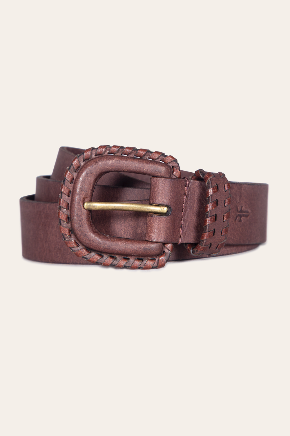 30mm Brown Leather Belt With Covered Buckle