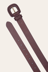 30mm Brown Leather Belt With Covered Buckle