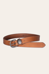 Women’s Beige 35mm Belt With Concho On Loop