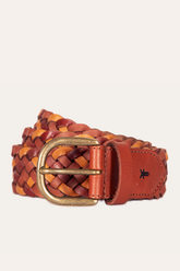 35mm Tonal Woven Leather Belt in Tan
