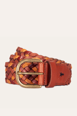 35mm Tonal Woven Leather Belt in Tan