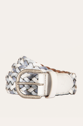 35mm Washed Denim Woven Leather Belt