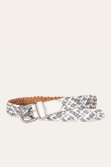 35mm Washed Denim Woven Leather Belt