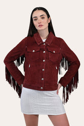 Women’s Oxblood Nash Trucker Suede Jacket