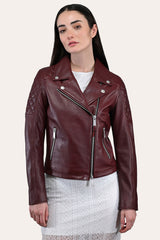 Women’s Oxblood Oklahoma Nappa Leather Biker Jacket