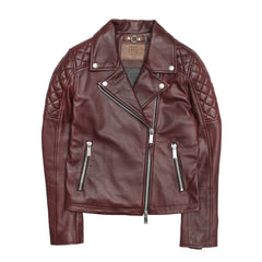Women’s Oxblood Oklahoma Nappa Leather Biker Jacket