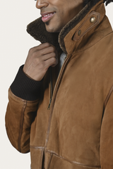 Men’s Middle Brown Jethro Shearling Flight Suede Jacket