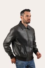 Men’s Dark Brown Dusty Trucker Leather Jacket