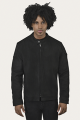 Men’s Black Gannon Lamb Leather Racer Jacket