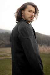 Men’s Black Gannon Lamb Leather Racer Jacket