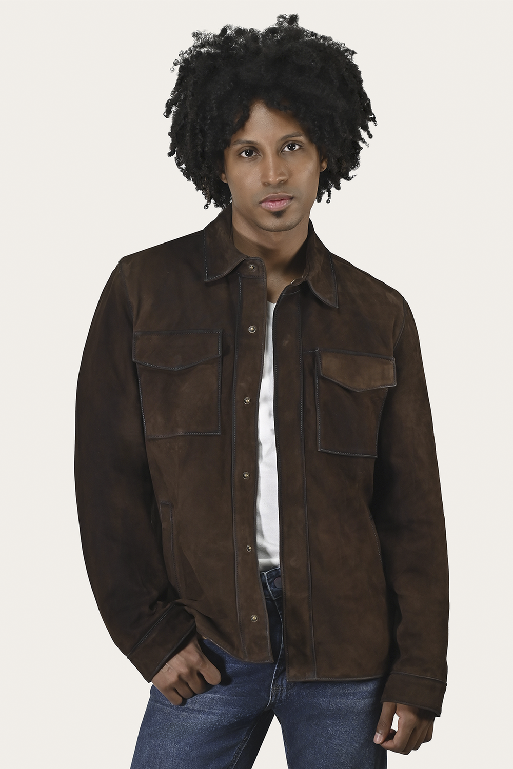 Men’s Dark Brown Brock Classic Suede Shacket