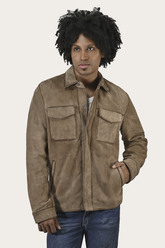 Men’s Taupe Brock Suede Utility Shacket