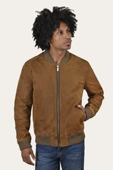 Men’s Burnt Copper Clay Leather Bomber Jacket