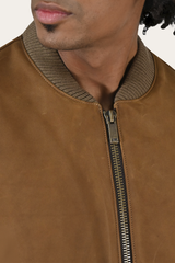 Men’s Burnt Copper Clay Leather Bomber Jacket