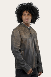 Men’s Brown Beige Leland Ombre Leather Jacket