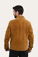 Men’s Tan Trailblazer Trucker Suede Jacket