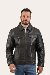 Men’s Dark Brown Kentucky Trucker Leather Jacket